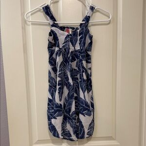 Blue Leaf Print Kids Casual Dress